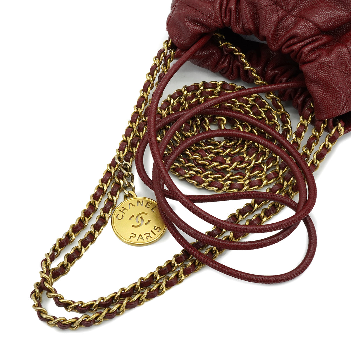 CHANEL 22 MINI CHAIN SHOULDER BAG BORDEAUX CAVIAR SKIN GOLD HARDWARE 90335879