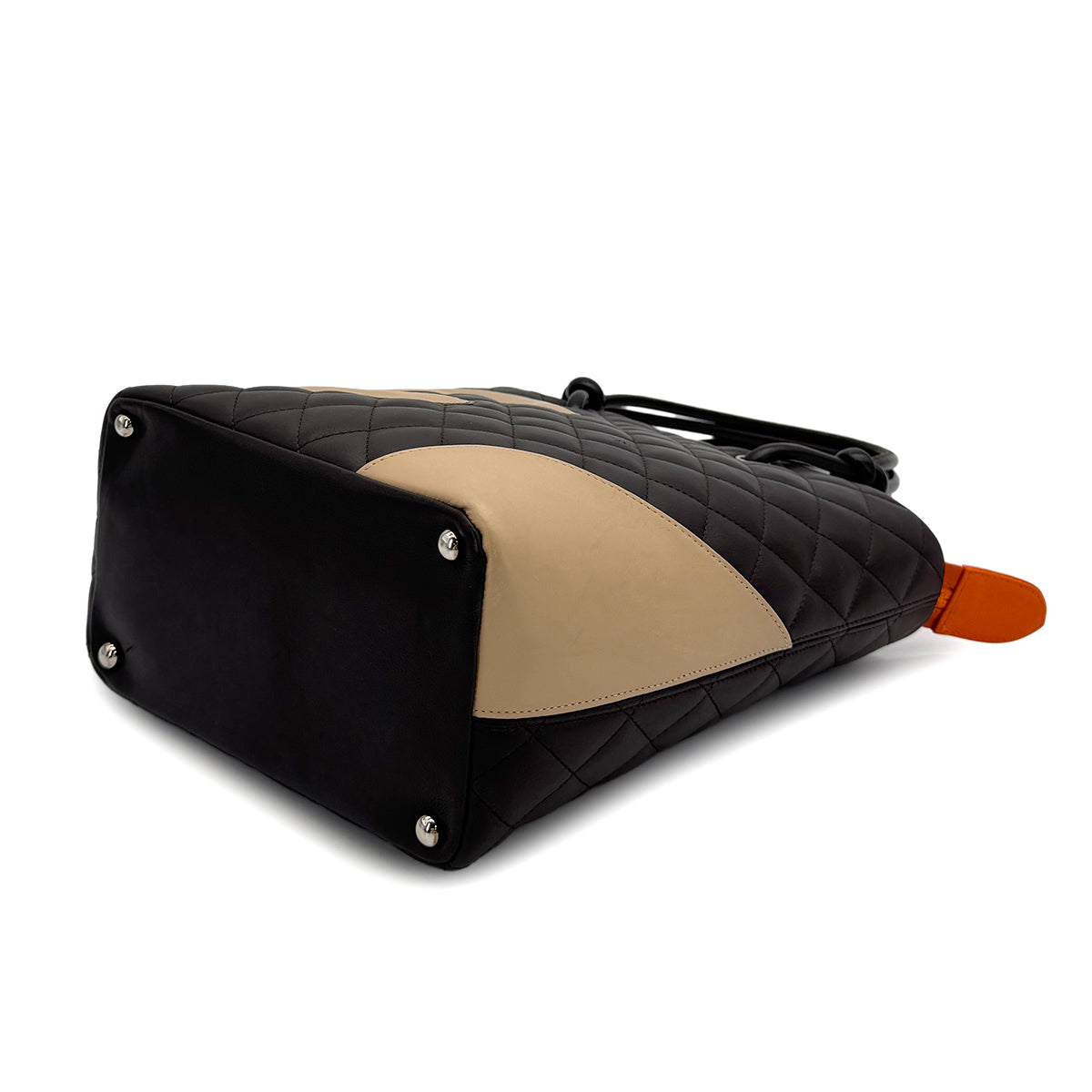 VINTAGE CHANEL CAMBON LINE SMALL TOTE BAG BROWN BEIGE LEATHER 90311878