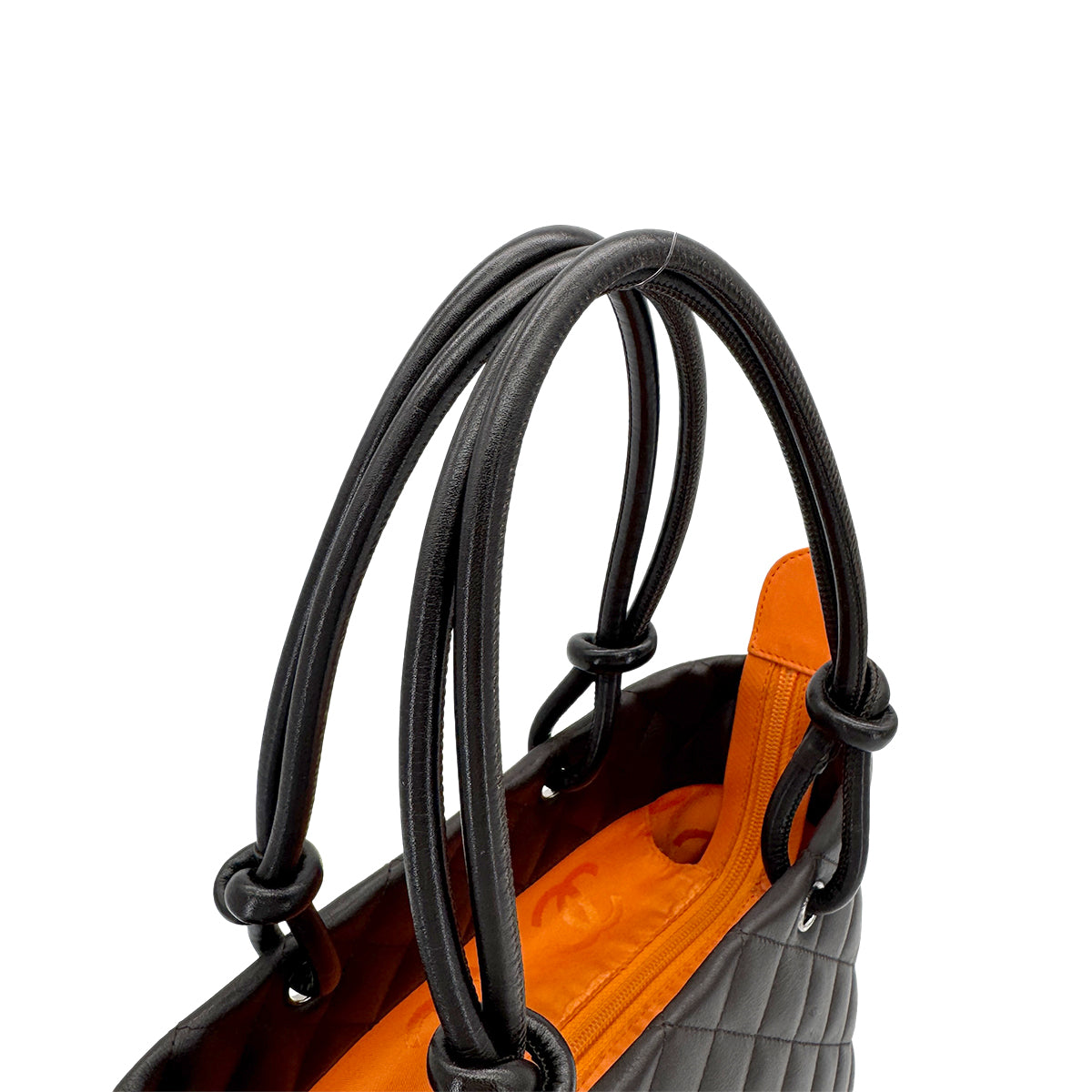 VINTAGE CHANEL CAMBON LINE SMALL TOTE BAG BROWN BEIGE LEATHER 90311878