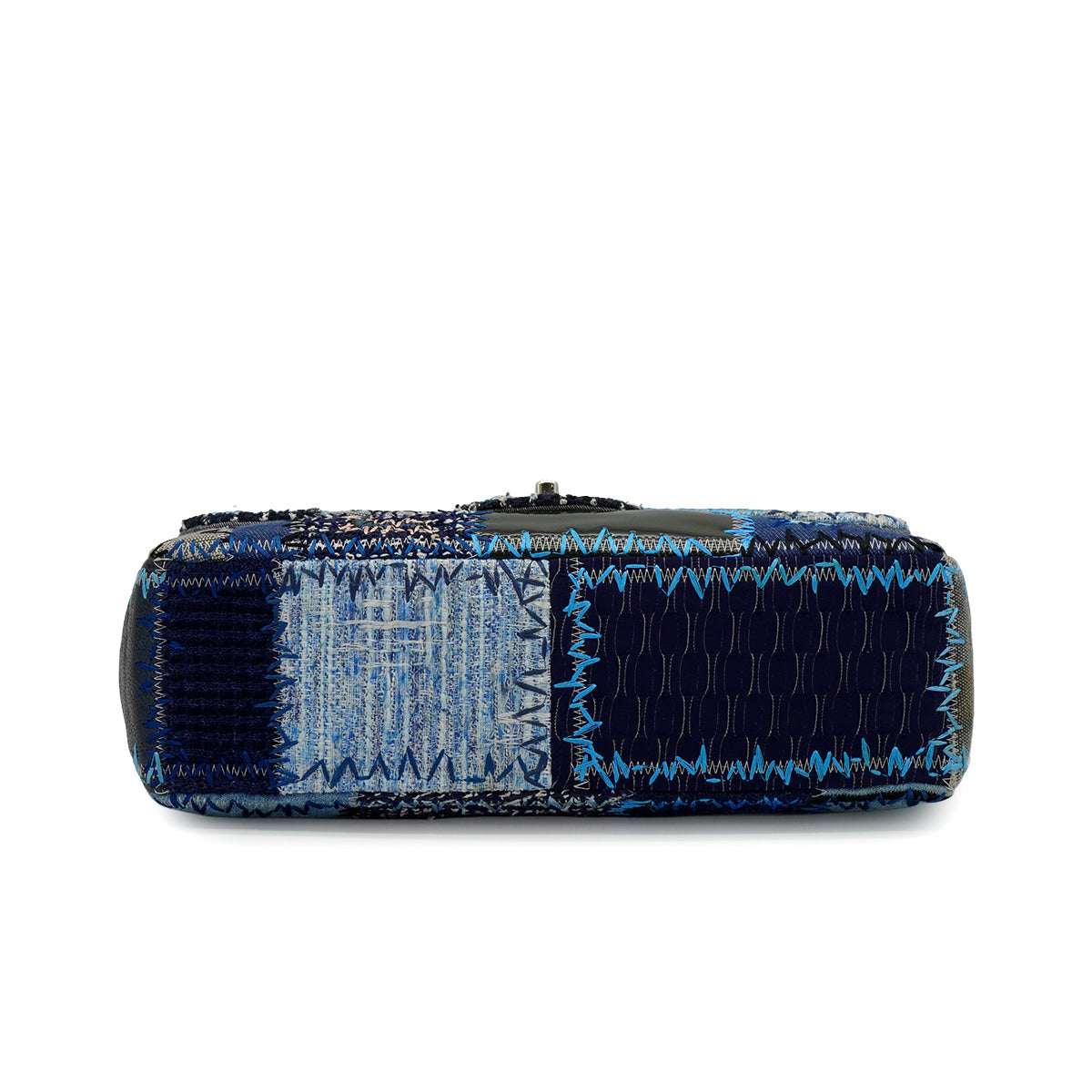 CHANEL CHAIN SHOULDER BAG PATCHWORK MULTICOLOR LEATHER DENIM TWEED SILVER HARDWARE 90347684