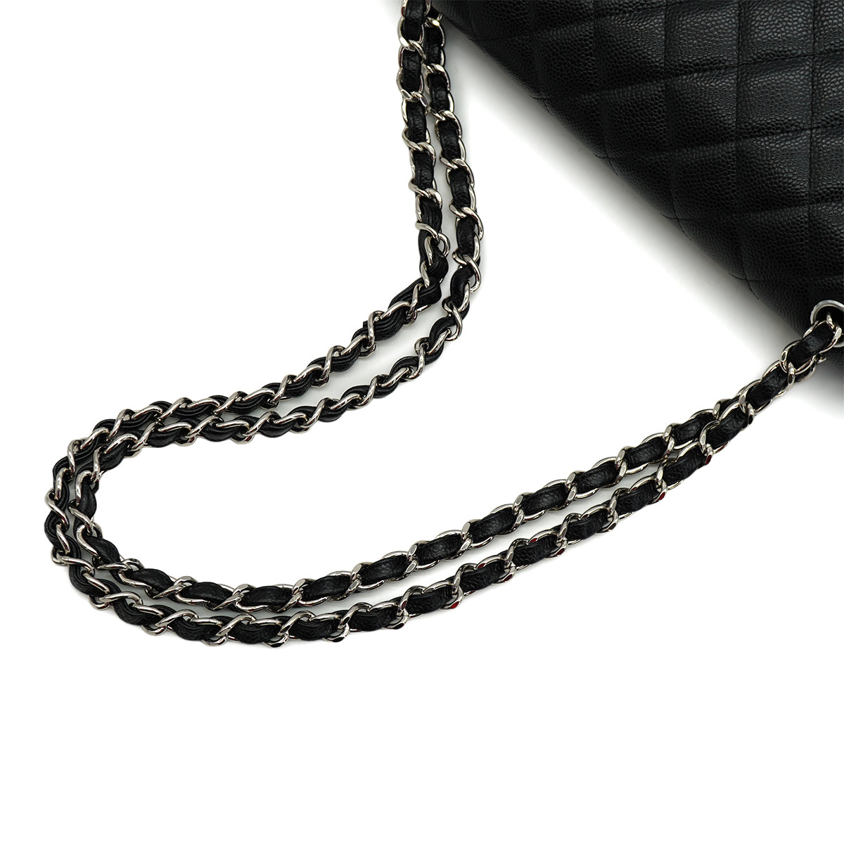 CHANEL JUMBO MATELASSE 30 CHAIN SHOULDER BAG BLACK CAVIAR SKIN SILVER HARDWARE 90342415