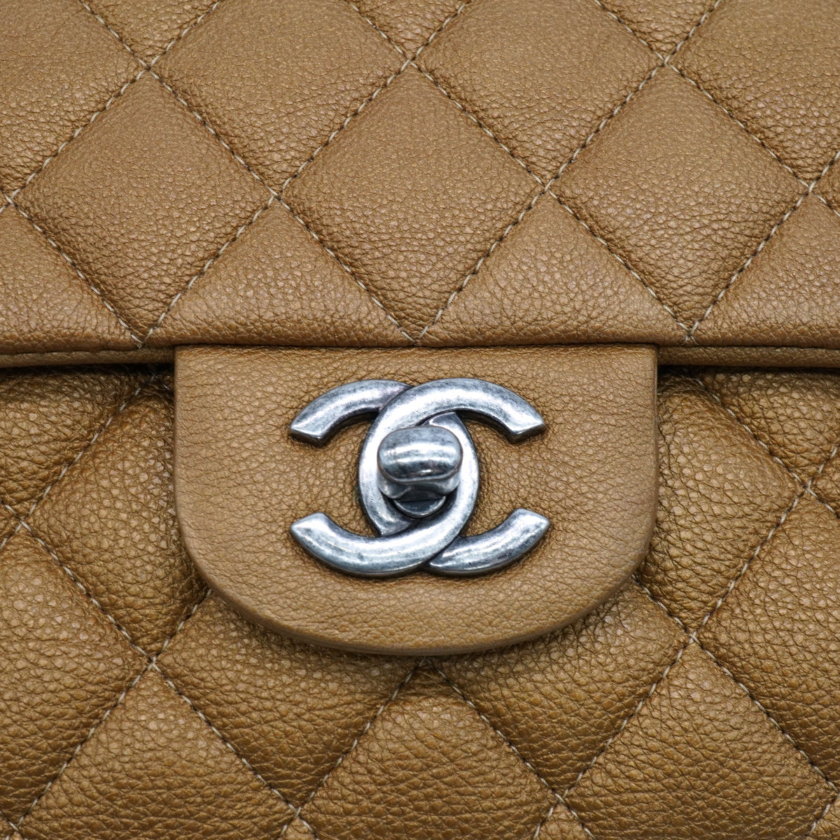 CHANEL CLASSIC FLAP MEDIUM CHAIN SHOULDER BAG BROWN CAVIR SKIN SILVER HARDWARE 90346676