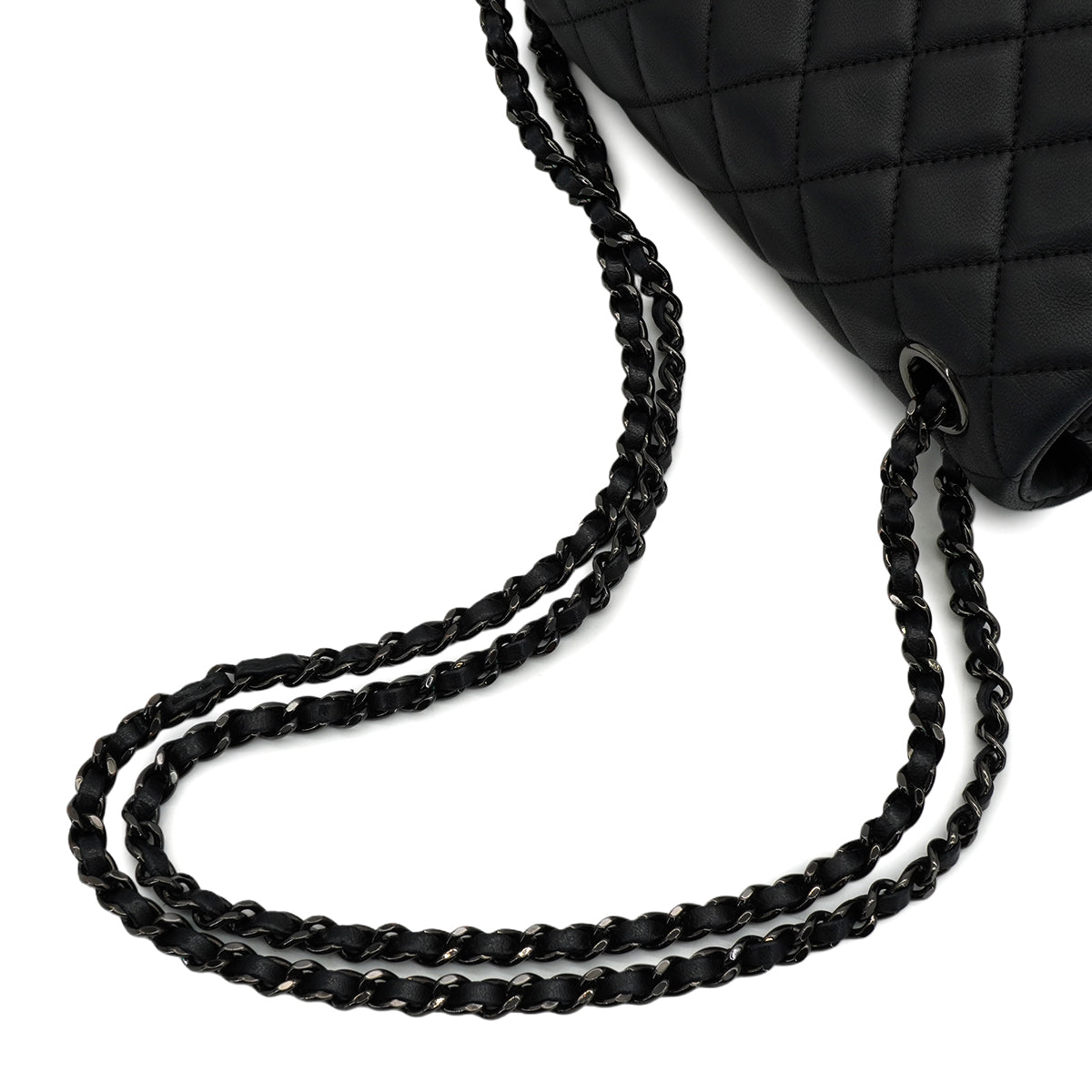 CHANEL COCKPIT FLAP CHAIN SHOULDER BAG BLACK LAMB SKIN BLACK HARDWARE 90341898