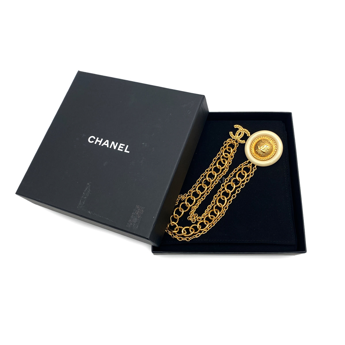 CHANEL COCOMARK CHAIN BROOCH WHITE GOLD ACCESSORY B18A 90325624