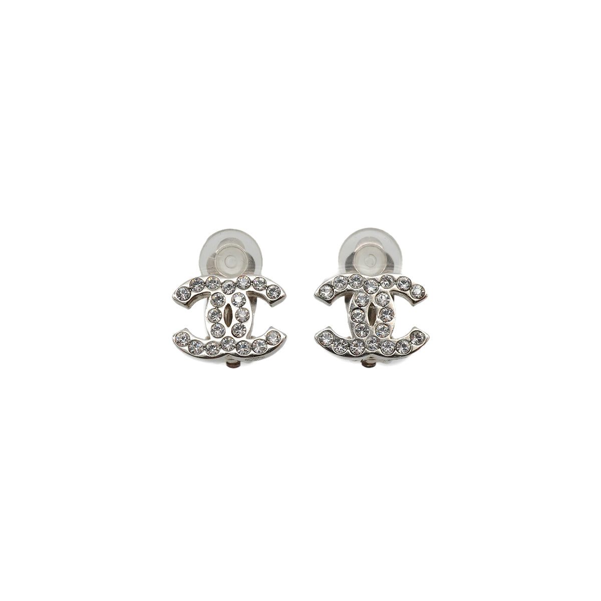 CHANEL COCOMARK EARRINGS RHINESTONE SILVER ACCESSORY 08V 90335018