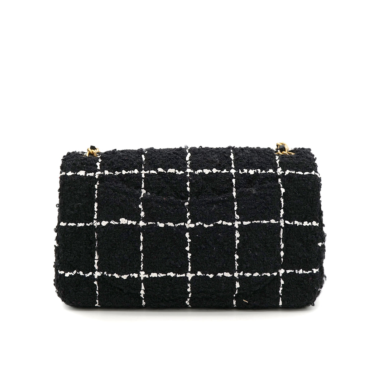 CHANEL COCO BALL MINI MATELASSE CHAIN SHOULDER BAG BLACK WHITE TWEED GOLD HARDWARE 90318755