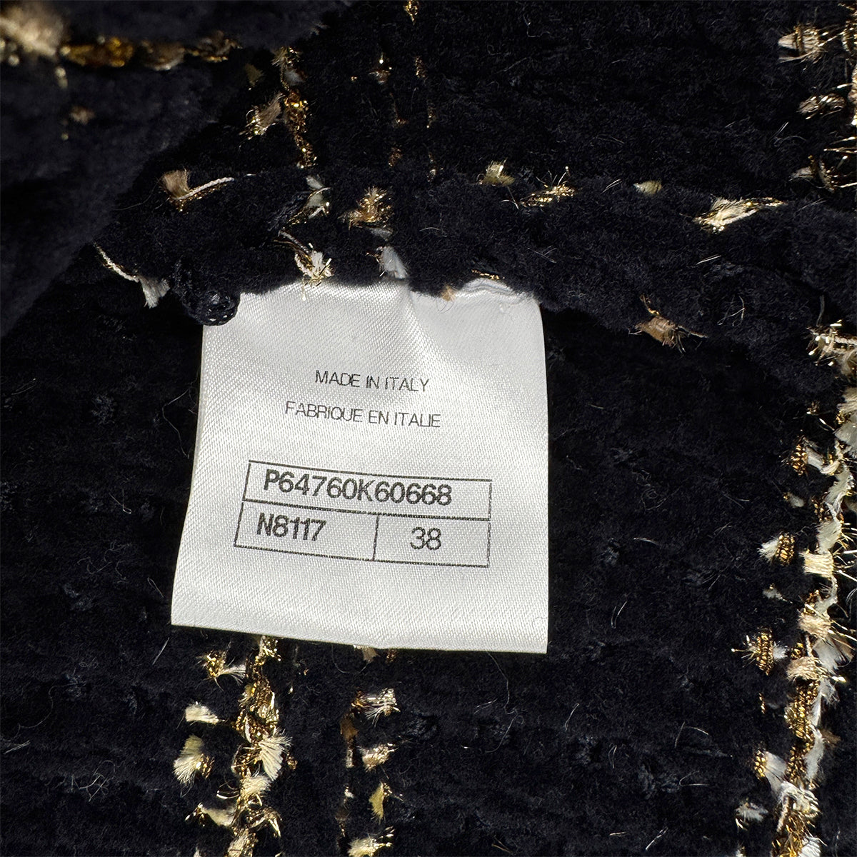 CHANEL COCO BUTTON BORDER TWEED LONG COAT BLACK GOLD WOOL 38 P64 RTW 90324155