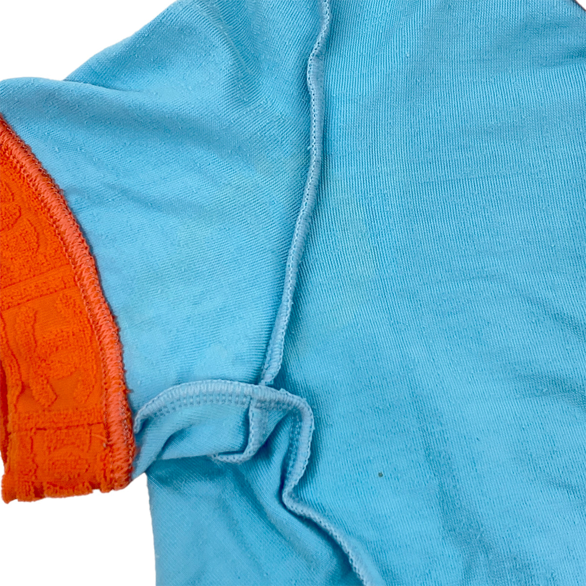 CHANEL COCO HALF SLEEVE TOPS LIGHT BLUE ORANGE NYLON 40 02S RTW 90312712