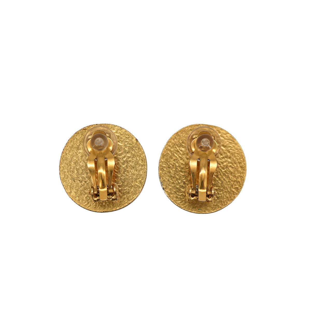 CHANEL EARRINGS COCOMARK ROUND GOLD BLACK ACCESSORY 01P 90335623