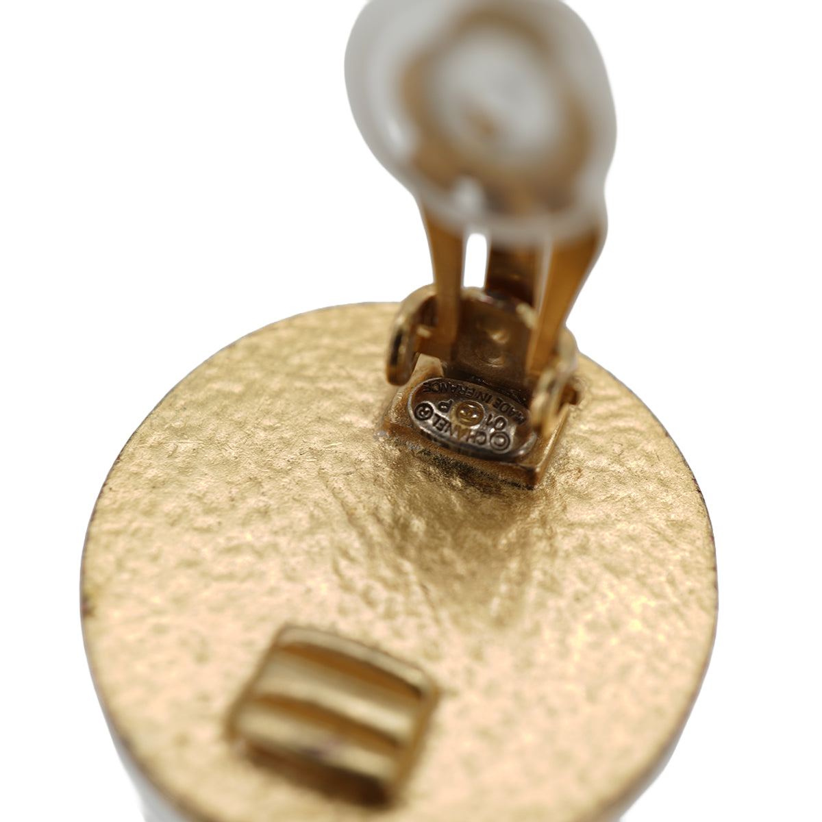 CHANEL EARRINGS COCOMARK ROUND GOLD BLACK ACCESSORY 01P 90335623