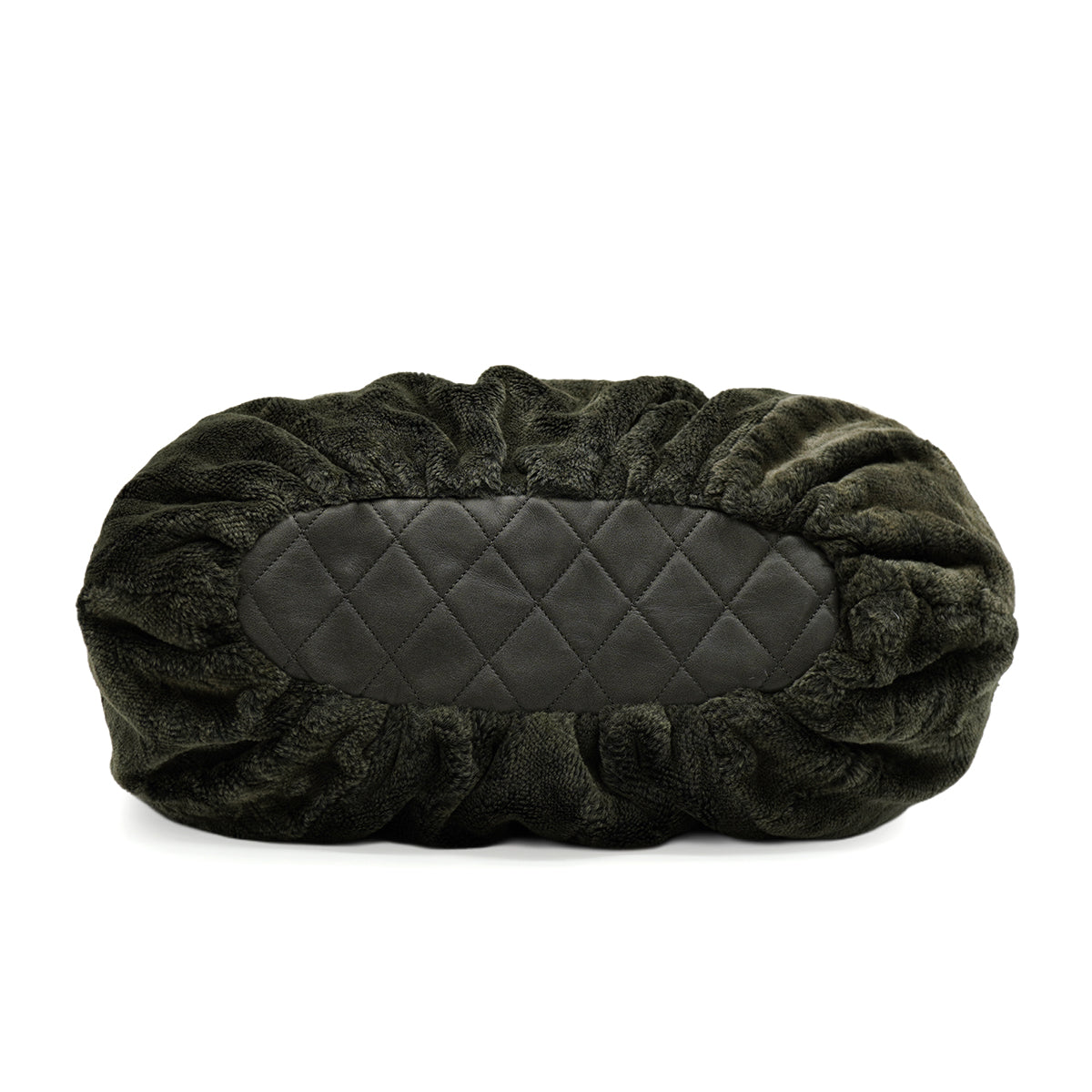 CHANEL FAUX FUR 2WAY CHAIN HAND SHOULDER BAG GRAY SILVER HARDWARE 90346120