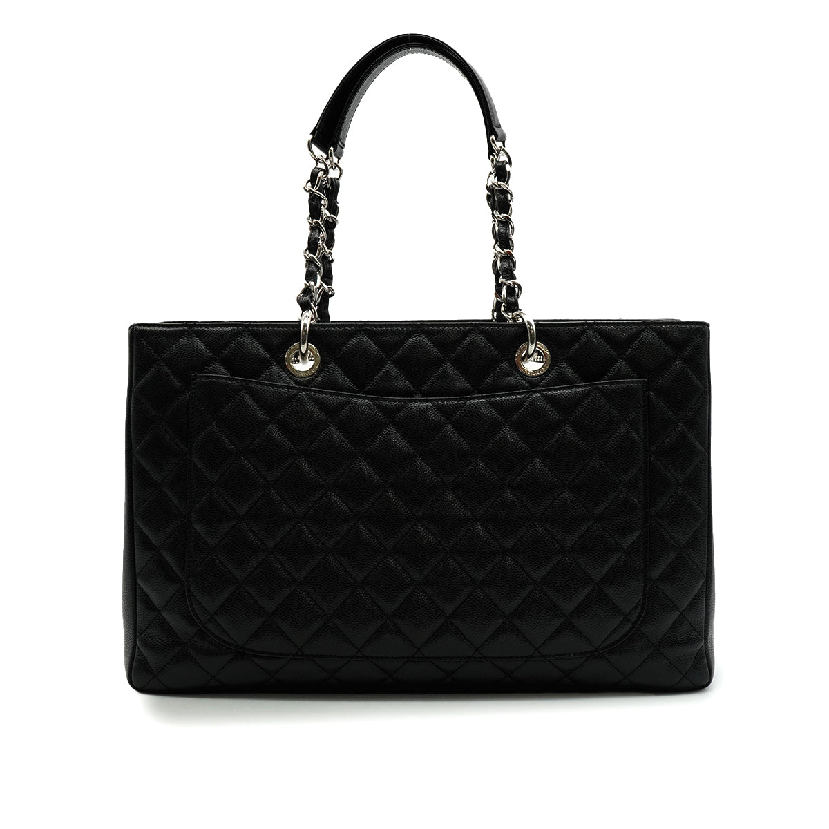 CHANEL GST XL BIG COCO TOTE BAG BLACK CAVIAR SKIN SILVER HARDWARE 90346674