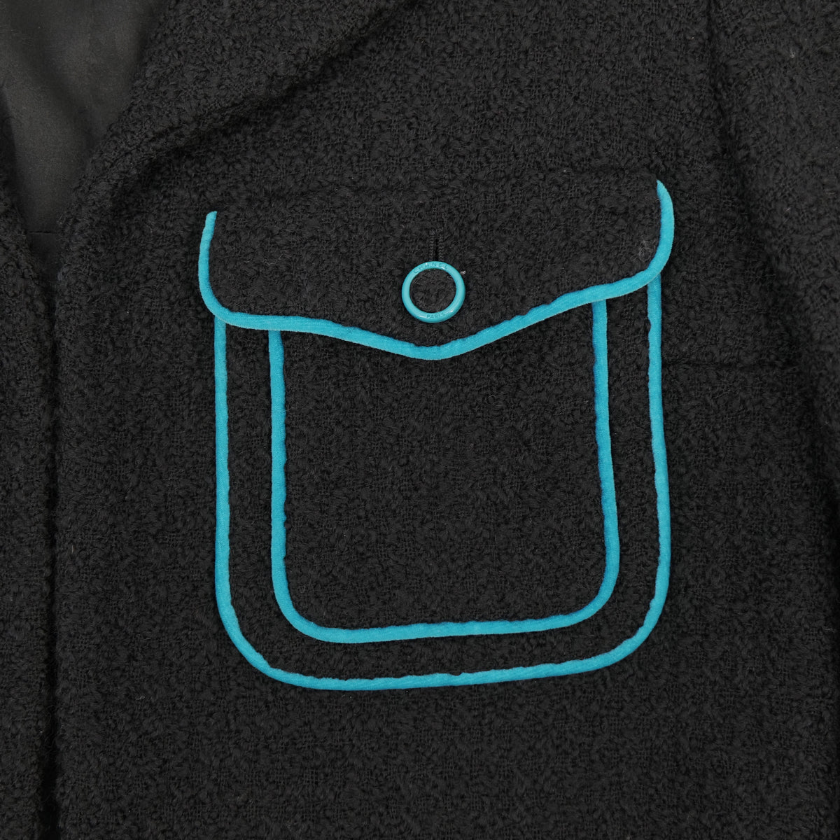 CHANEL JACKET BLUE BLACK WOOL 44 07A RTW 90325369