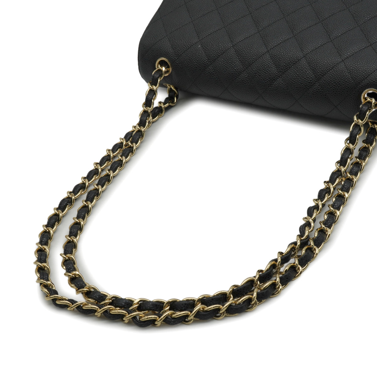 CHANEL JUMBO MATELASSE 30 CHAIN SHOULDER BAG BLACK CAVIR SKIN GOLD HARDWARE 90346663