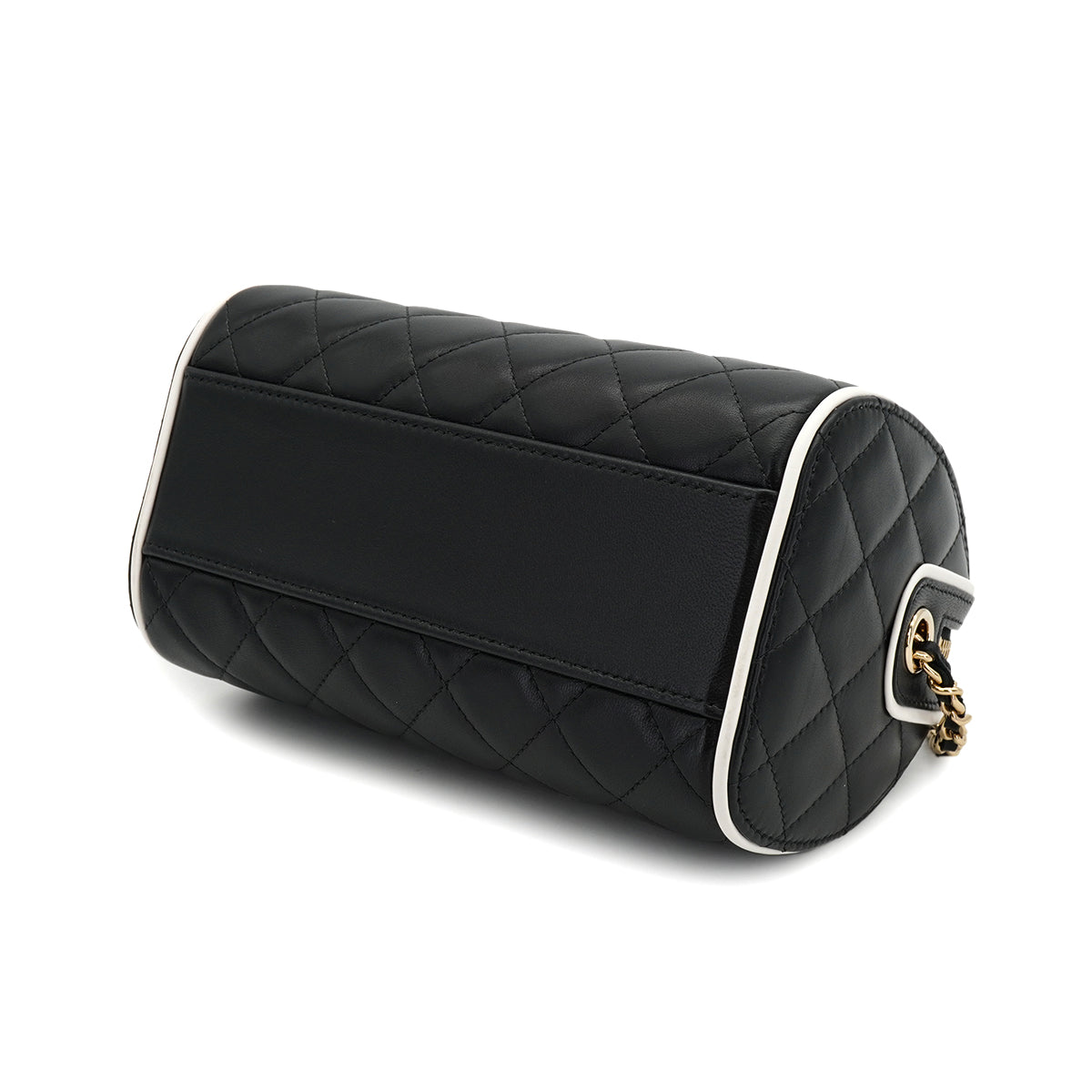 CHANEL MATELASSE CHAIN HAND SHOULDER BAG BLACK WHITE LAMB SKIN GOLD HARDWARE 90334154
