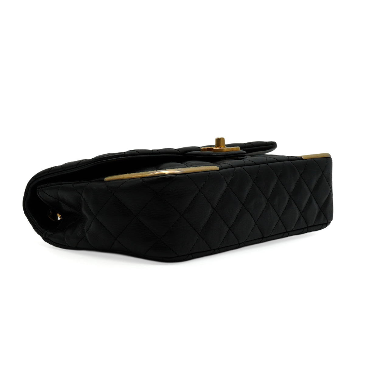 CHANEL MATELASSE CHAIN SHOULDER BAG BLACK LAMB SKIN GOLD HARDWARE 90347160