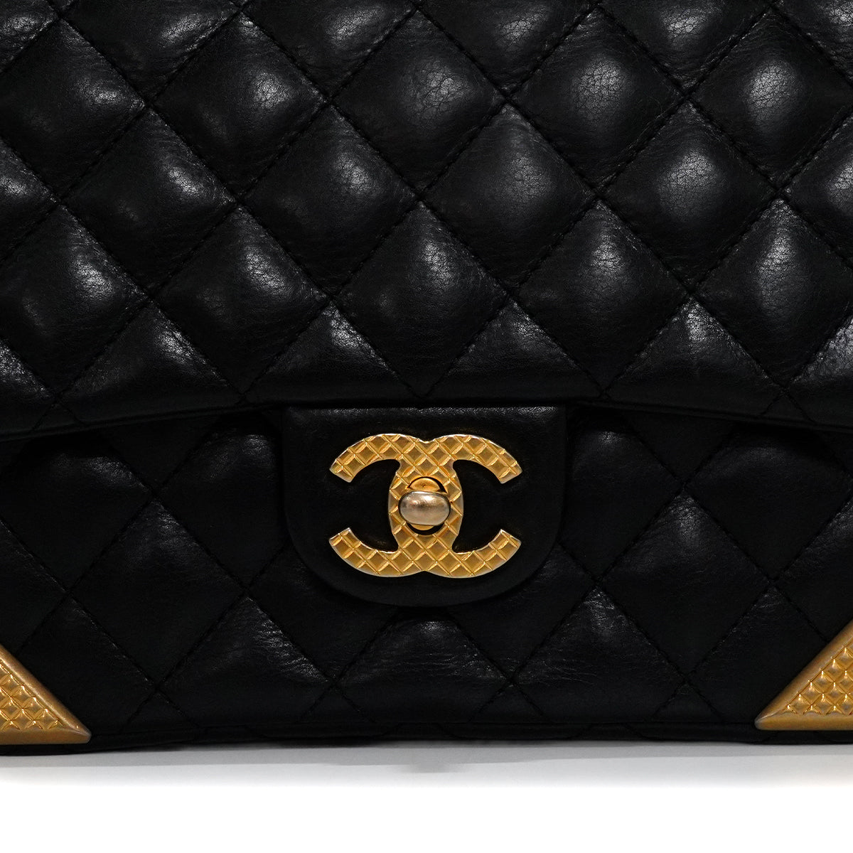 CHANEL MATELASSE CHAIN SHOULDER BAG BLACK LAMB SKIN GOLD HARDWARE 90347160
