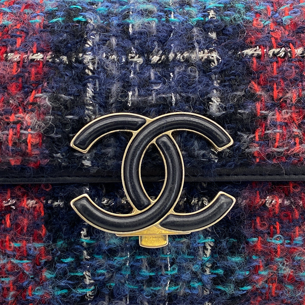 CHANEL MATELASSE CHAIN SHOULDER BAG MULTICOLOR TWEED GOLD HARDWARE 90317288
