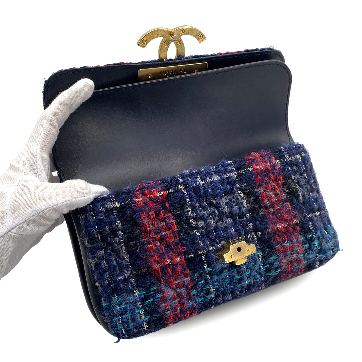 CHANEL MATELASSE CHAIN SHOULDER BAG MULTICOLOR TWEED GOLD HARDWARE 90317288
