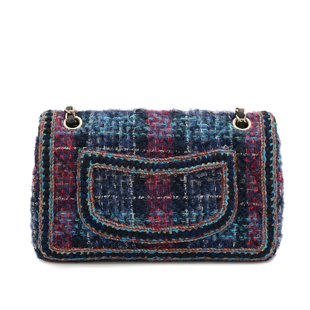 CHANEL MATELASSE CHAIN SHOULDER BAG MULTICOLOR TWEED GOLD HARDWARE 90318757