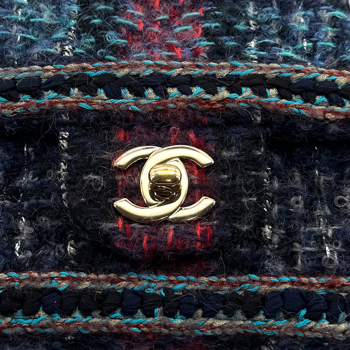 CHANEL MATELASSE CHAIN SHOULDER BAG MULTICOLOR TWEED GOLD HARDWARE 90318757