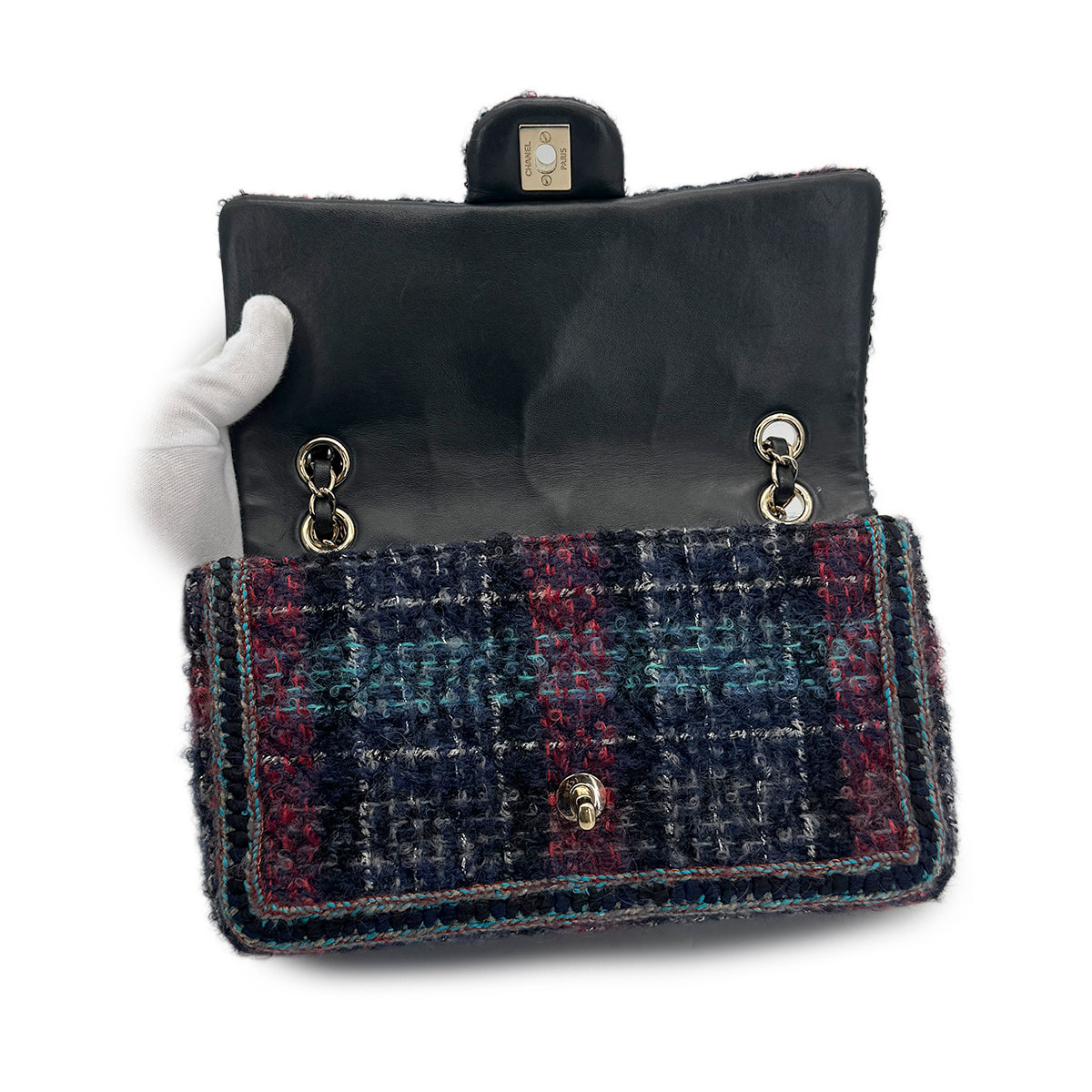 CHANEL MATELASSE CHAIN SHOULDER BAG MULTICOLOR TWEED GOLD HARDWARE 90318757