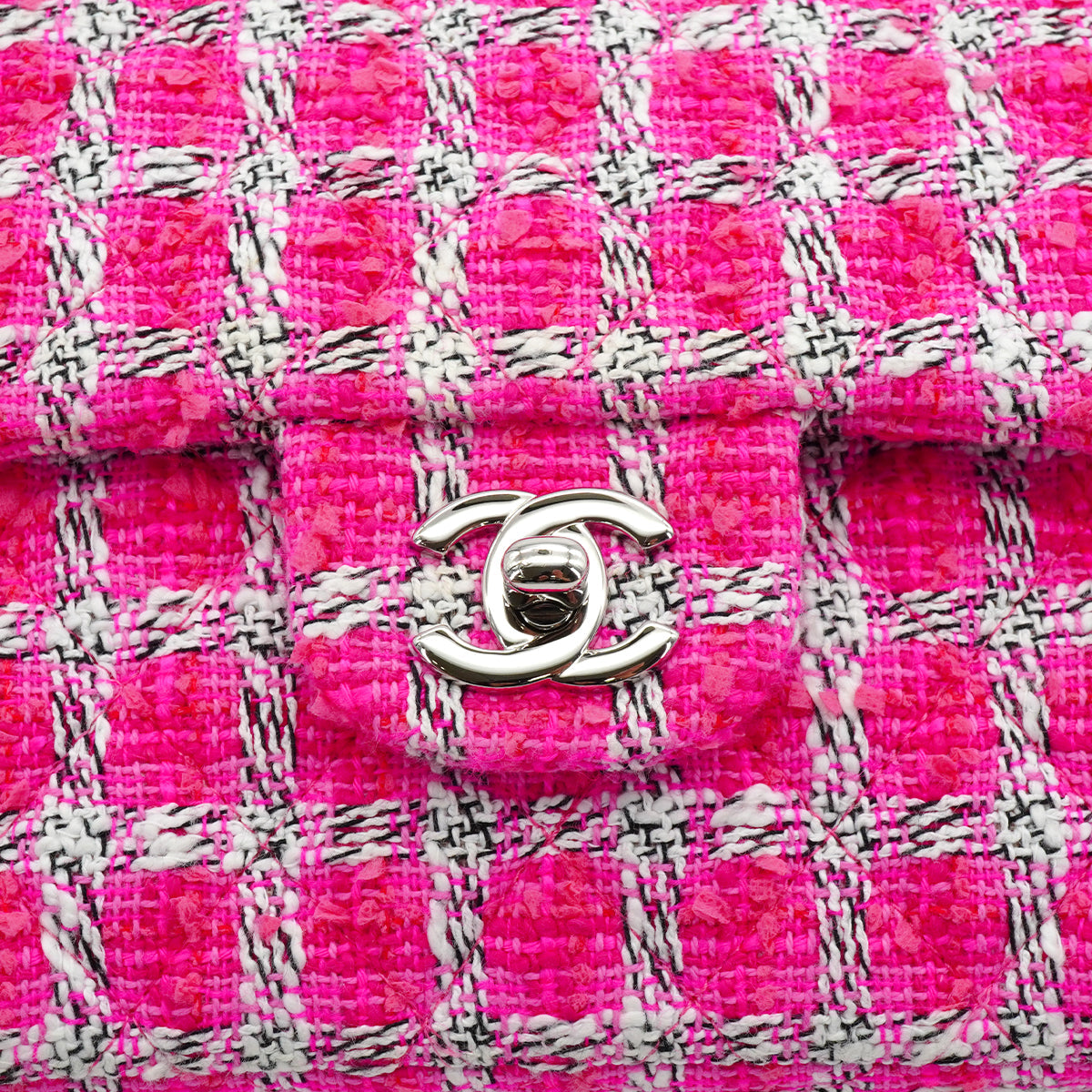 CHANEL MATELASSE CHAIN SHOULDER BAG PINK TWEED SILVER HARDWARE 90335041