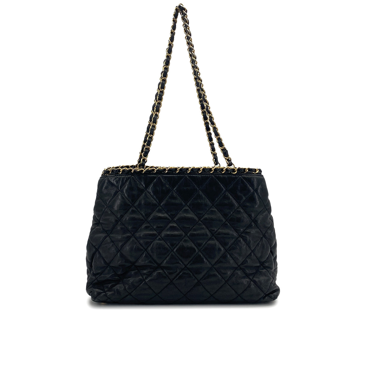 CHANEL MATELASSE COCOMARK CHAIN SHOULDER BAG BLACK LEATHER GOLD HARDWARE 90322778