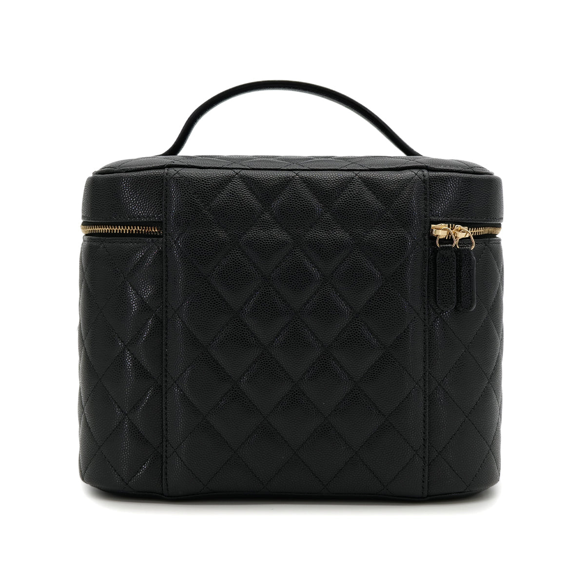 CHANEL MATELASSE VANITY HAND BAG BLACK CAVIAR SKIN GOLD HARDWARE 90319989
