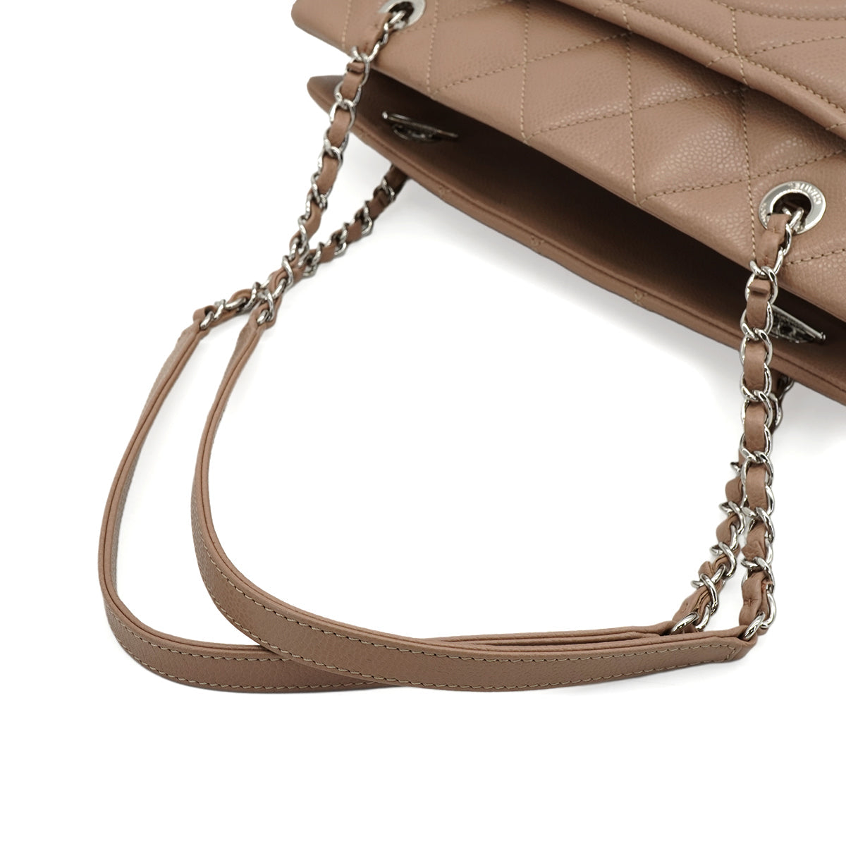 CHANEL MATELLASSE CHAIN SHOULDER BAG BROWN CAVIAR SKIN SILVER HARDWARE 90346679