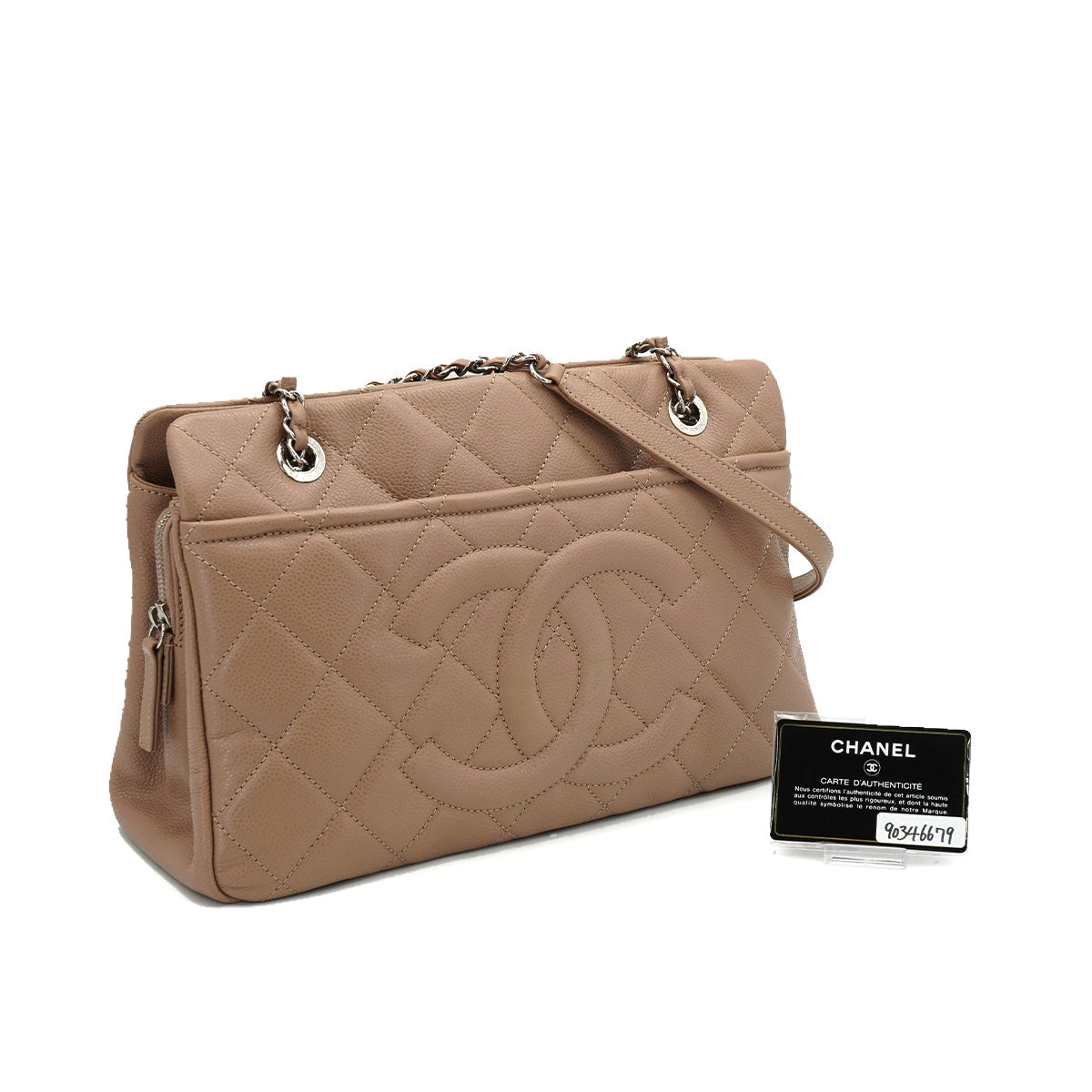 CHANEL MATELLASSE CHAIN SHOULDER BAG BROWN CAVIAR SKIN SILVER HARDWARE 90346679