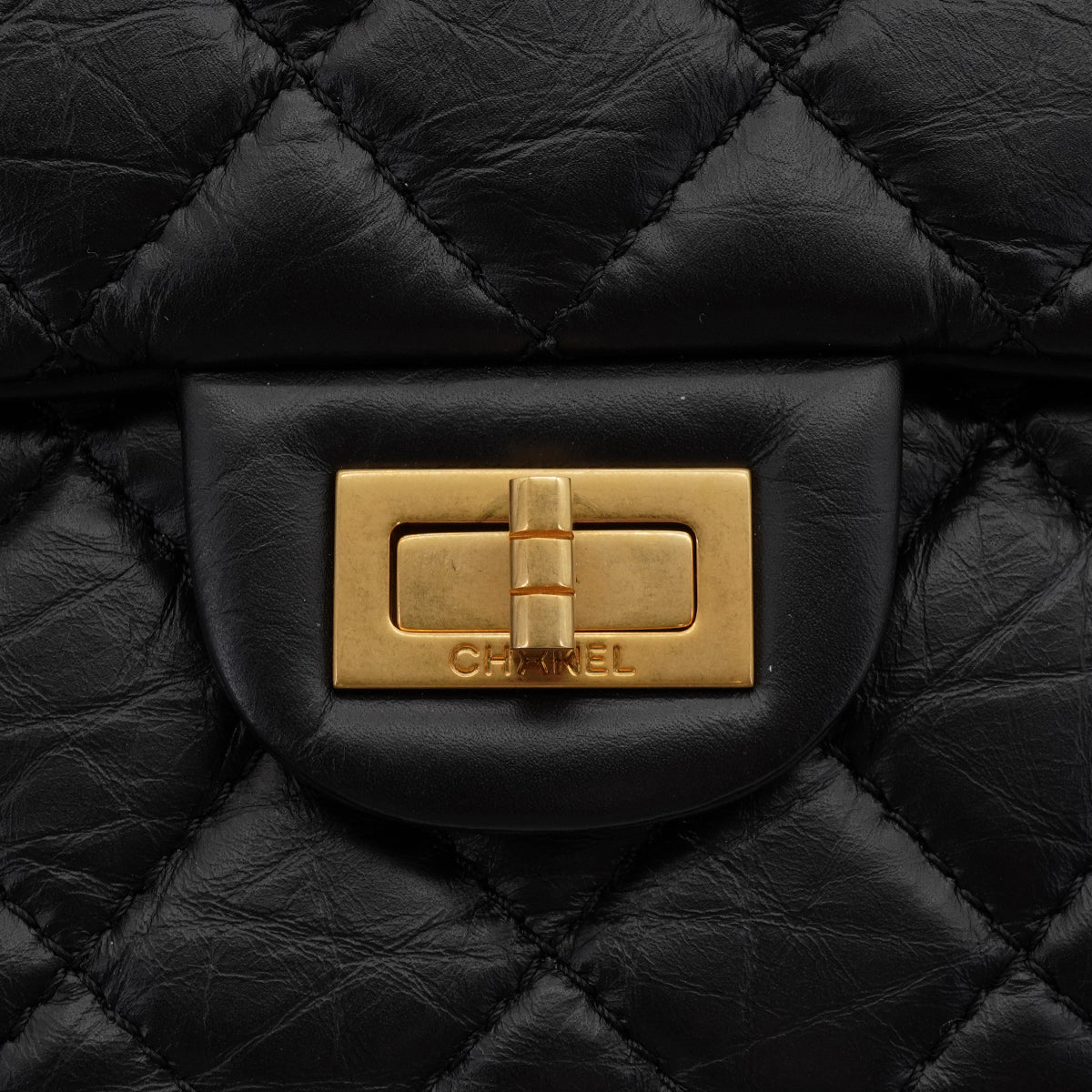 CHANEL MATERASSE 2.55 CHAIN SHOULDER BAG BLACK LEATHER GOLD HARDWARE 90345071