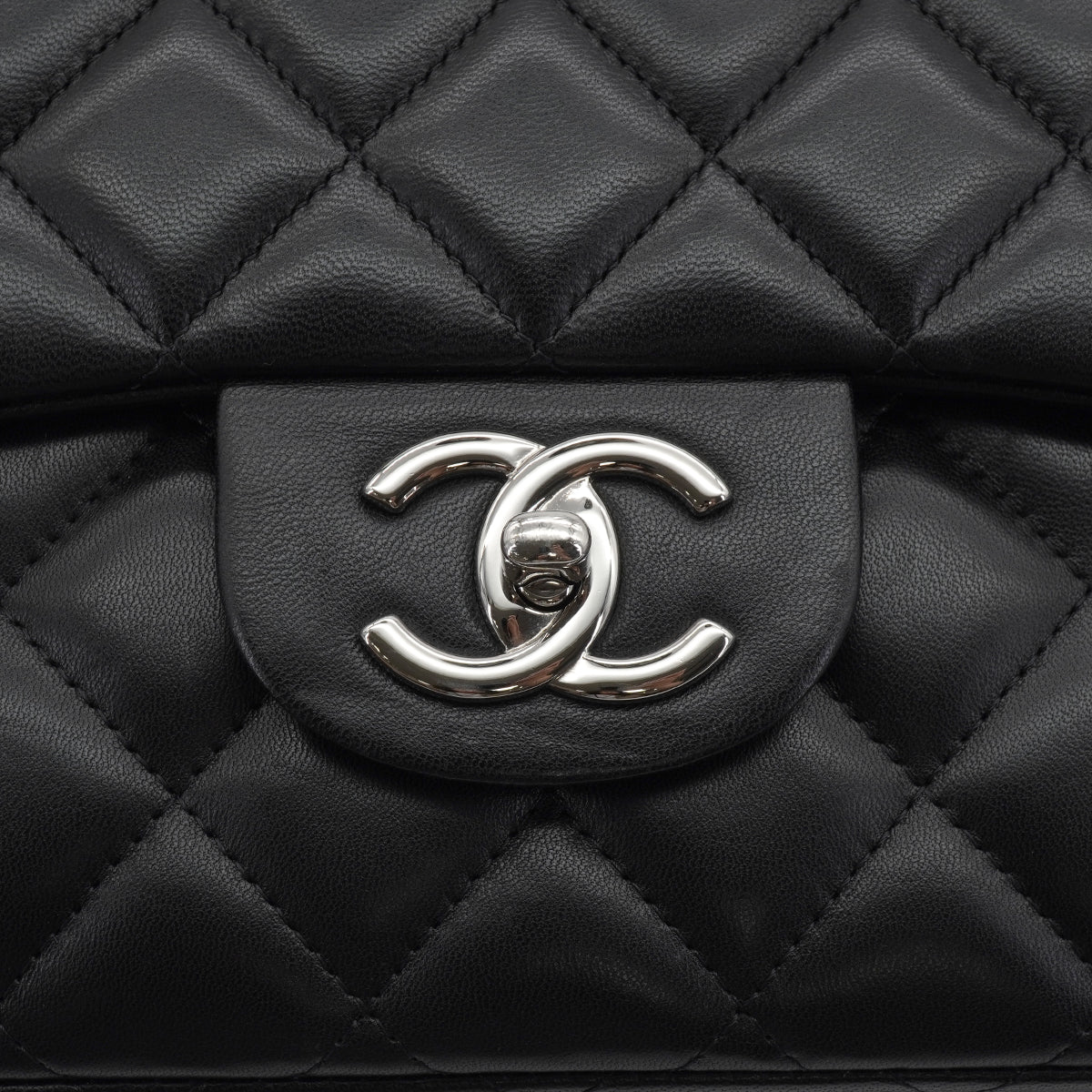 CHANEL MAXI MATELASSE 34 CHAIN SHOULDER BAG BLACK LAMB SKIN SILVER HARDWARE 90331673