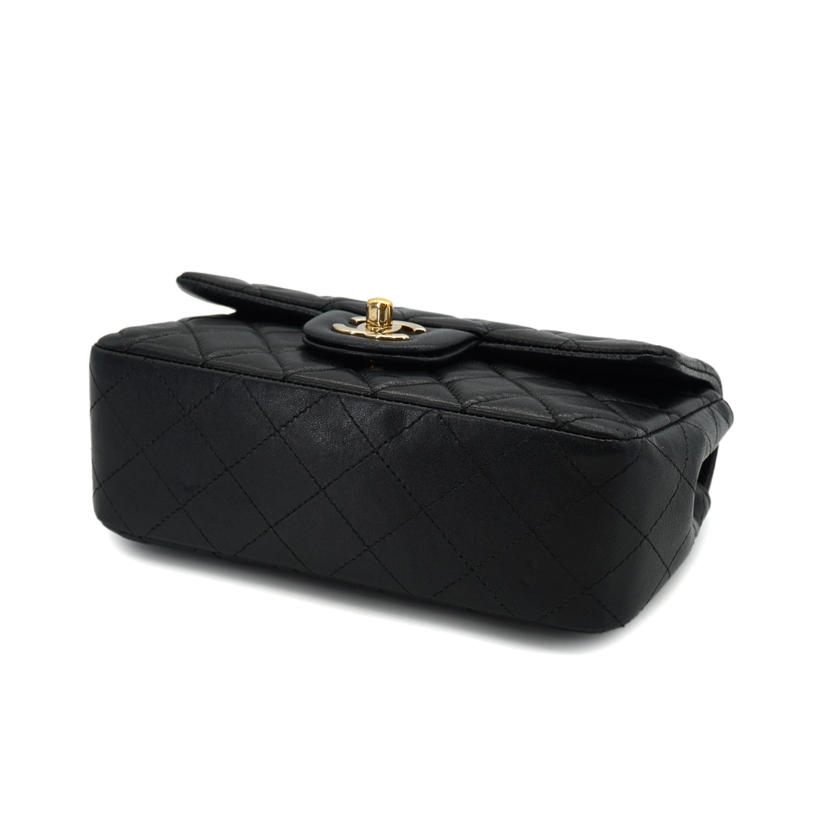 CHANEL MINI MATELASSE CHAIN SHOULDER BAG BLACK LAMB SKIN GOLD HARDWARE 90331415