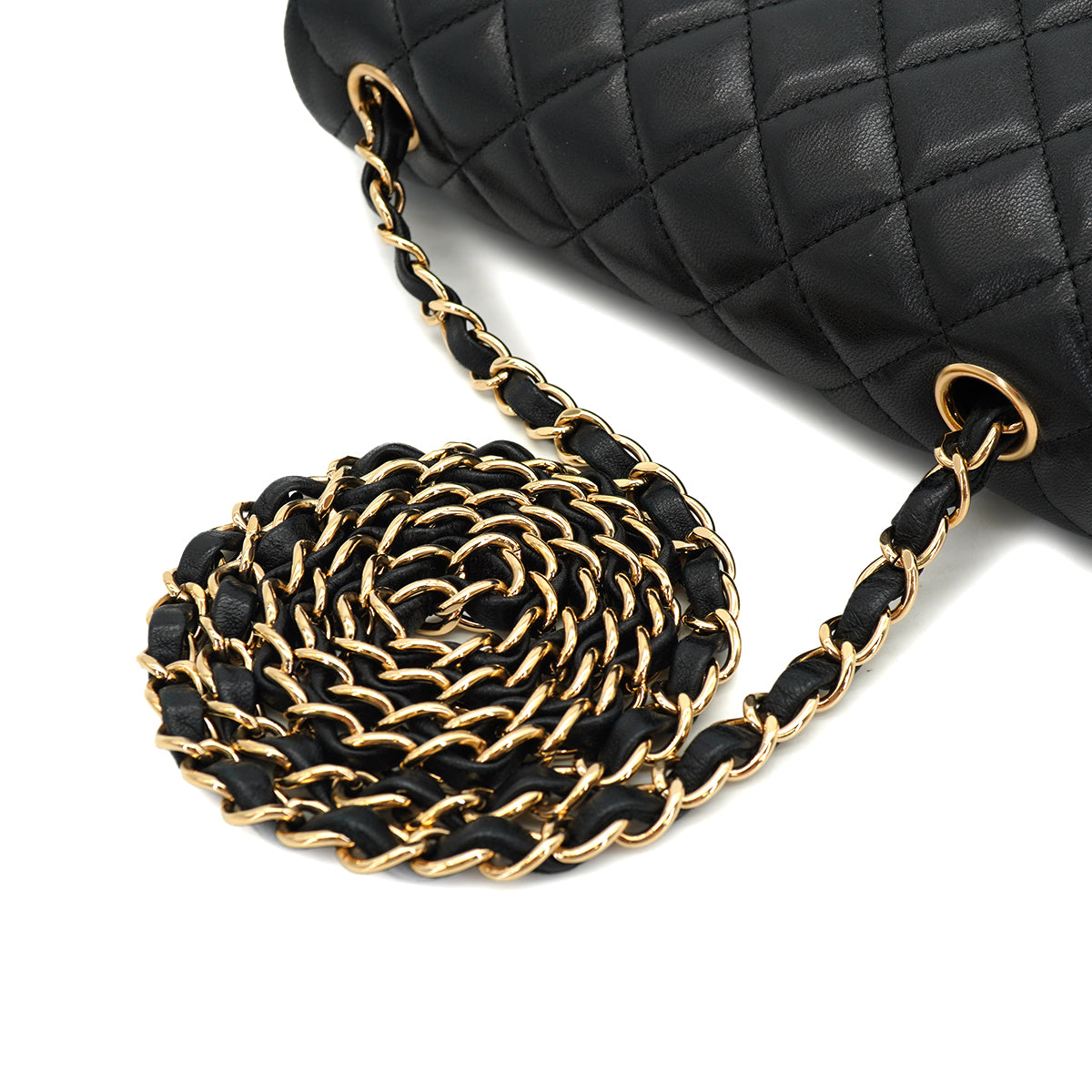 CHANEL MINI MATELASSE CHAIN SHOULDER BAG BLACK LAMB SKIN GOLD HARDWARE 90331415