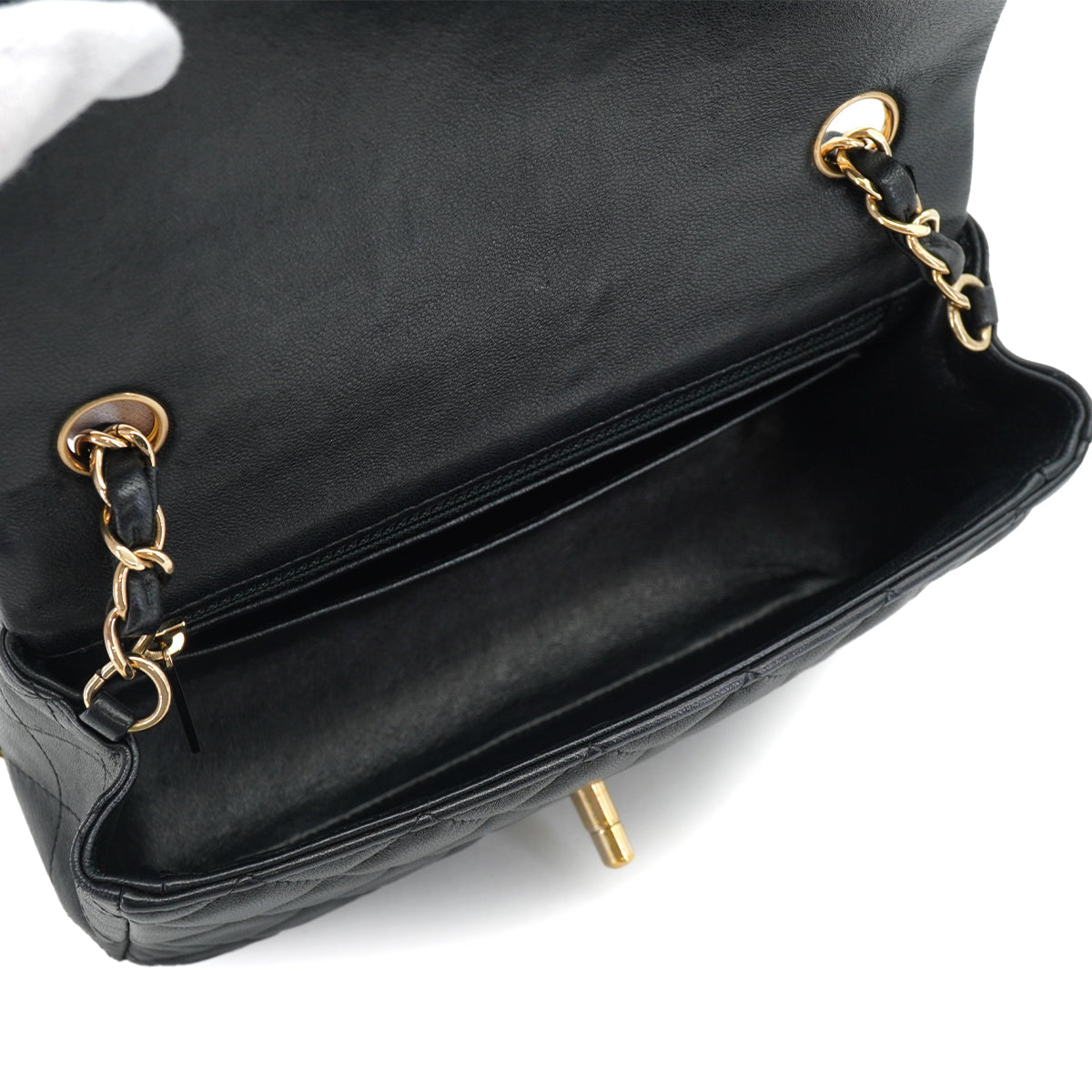CHANEL MINI MATELASSE CHAIN SHOULDER BAG BLACK LAMB SKIN GOLD HARDWARE 90331415