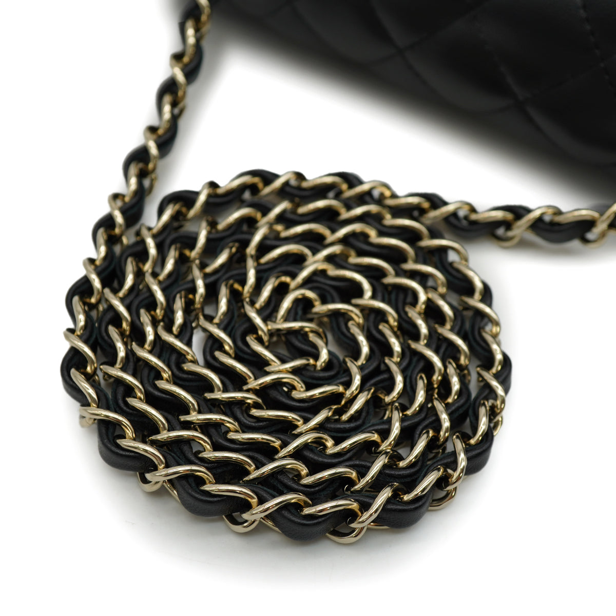 CHANEL MINI MATELASSE CHAIN SHOULDER BAG BLACK LAMB SKIN GOLD HARDWARE 90346109