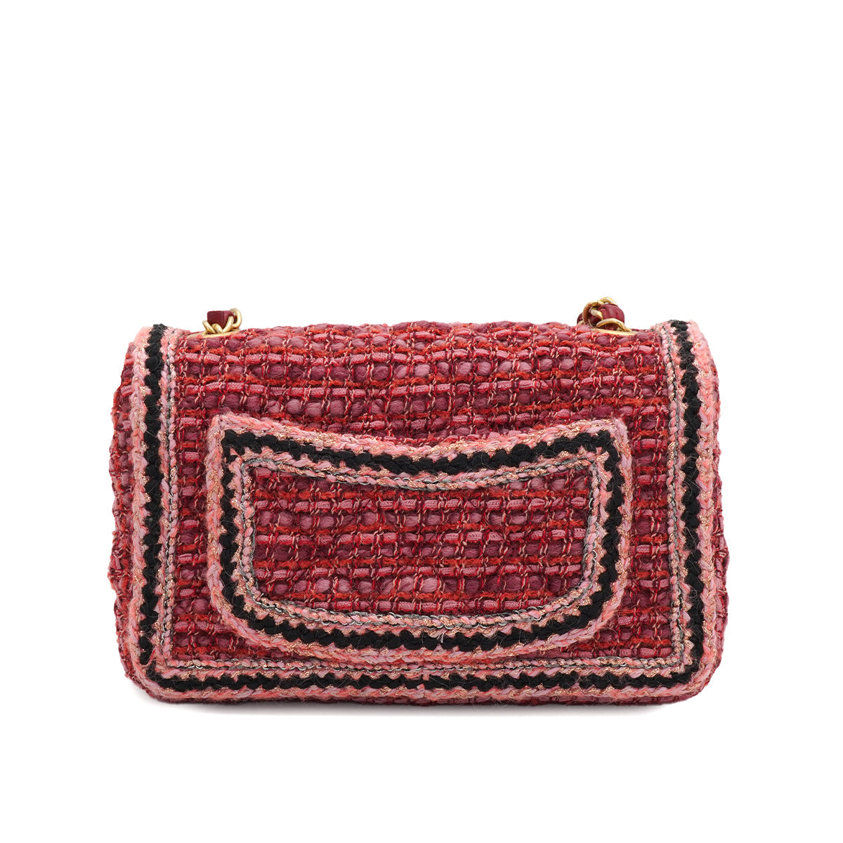 CHANEL MINI MATELASSE CHAIN SHOULDER BAG PINK TWEED GOLD HARDWARE 90334158