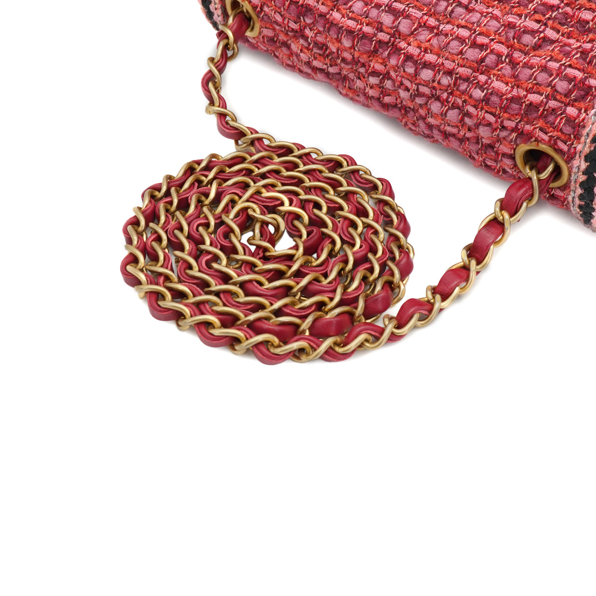 CHANEL MINI MATELASSE CHAIN SHOULDER BAG PINK TWEED GOLD HARDWARE 90334158