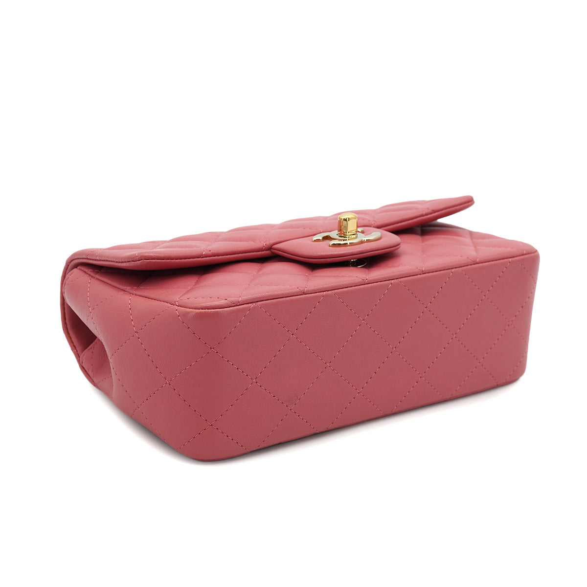 CHANEL MINI MATELASSE CHARM CHAIN SHOULDER BAG PINK LAMB SKIN GOLD HARDWARE 90331667