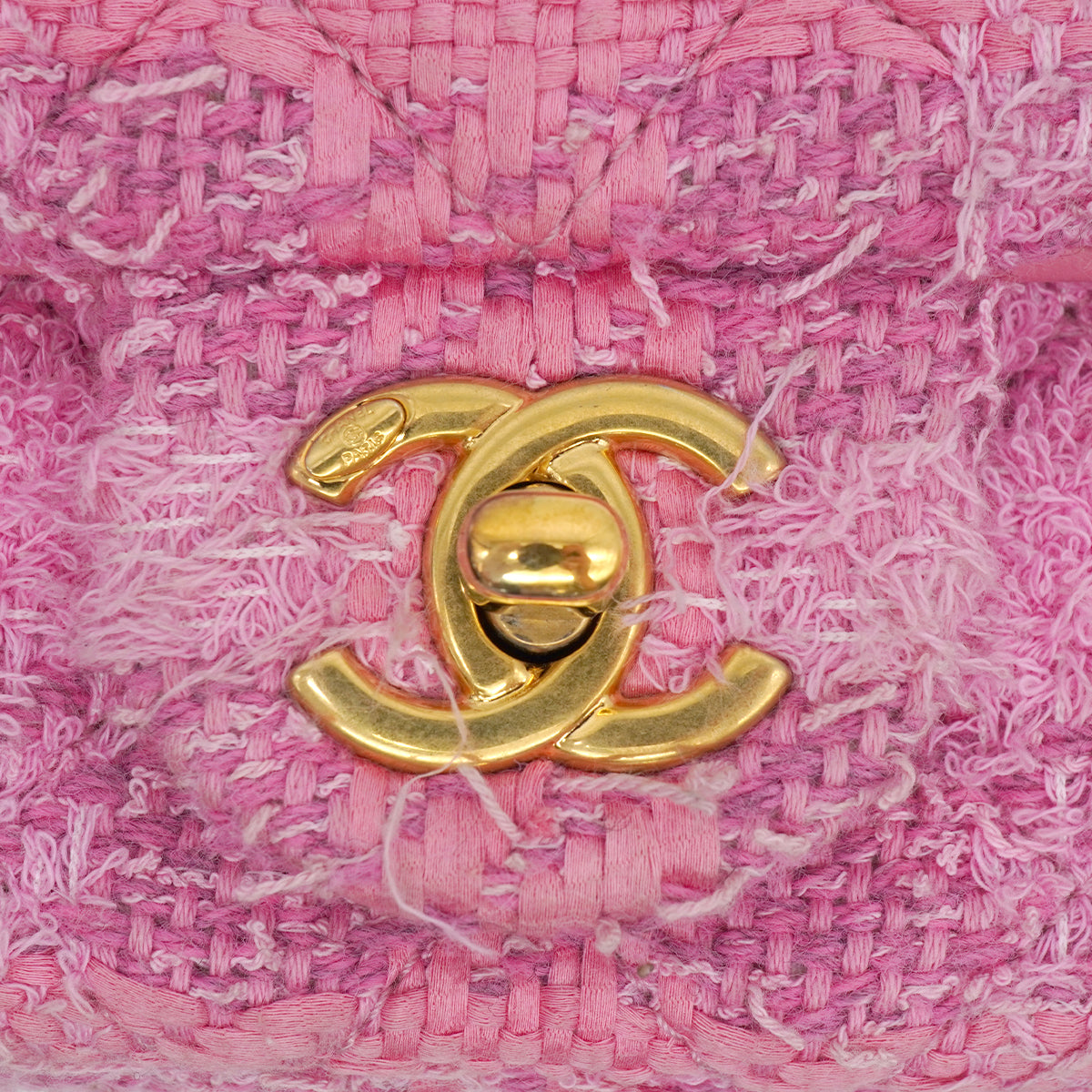 CHANEL MINI MATELASSE FAUX PEARL CHAIN SHOULDER BAG PINK TWEED GOLD HARDWARE 90339652