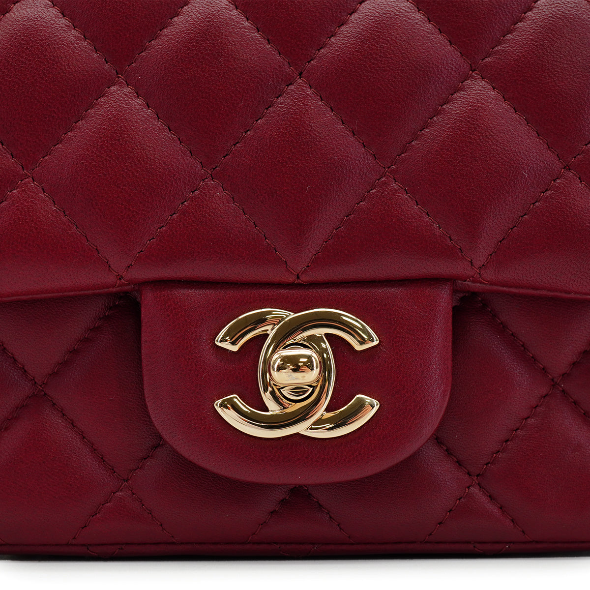 CHANEL MINI SQUARE 17 CHAIN SHOULDER BAG BORDEAUX LAMB SKIN GOLD HARDWARE 90343007
