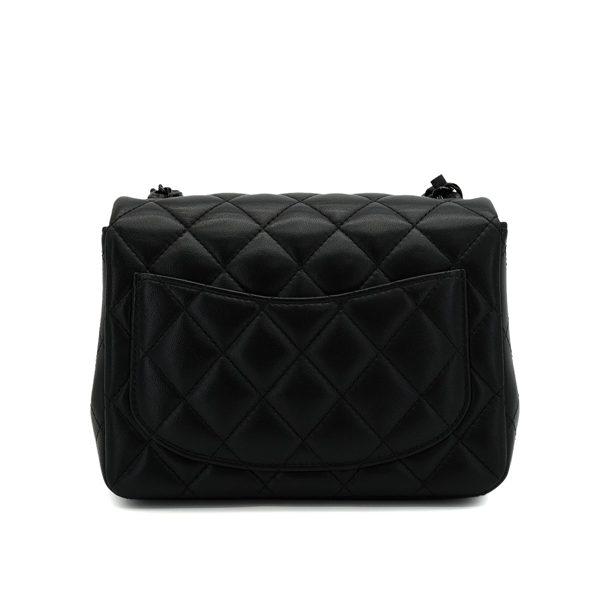 CHANEL MINI SQUARE 17 CHAIN SHUOLDER BAG BLACK LAMB SKIN SO BLACK HARDWARE 90344462