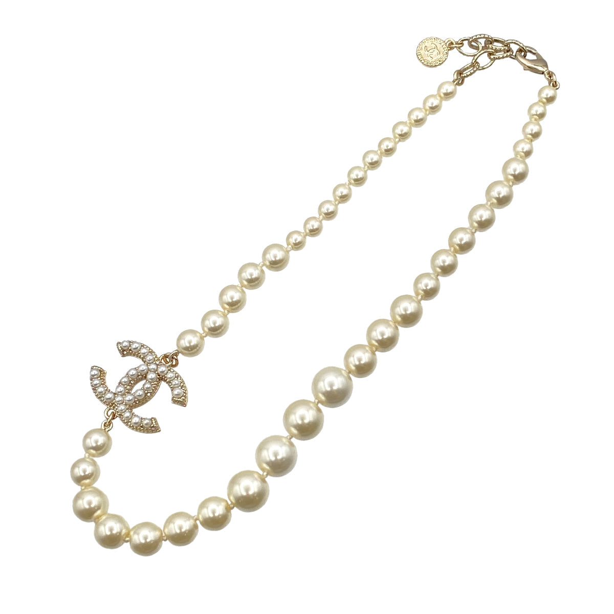 CHANEL NECKLACE COCOMARK FAUX PEARL GOLD ACCESSORY B23C 90328126