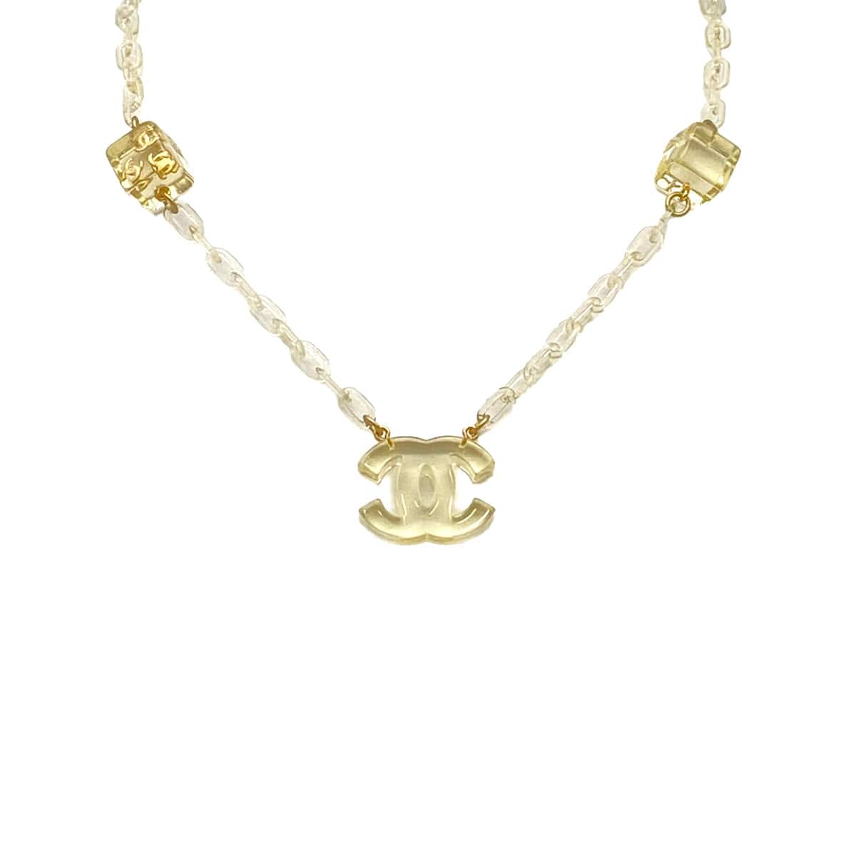 Luxury Promise Japan CHANEL NECKLACE CUBE COCOMARK CLEAR GOLD ACCESSORY 01P 90325618
