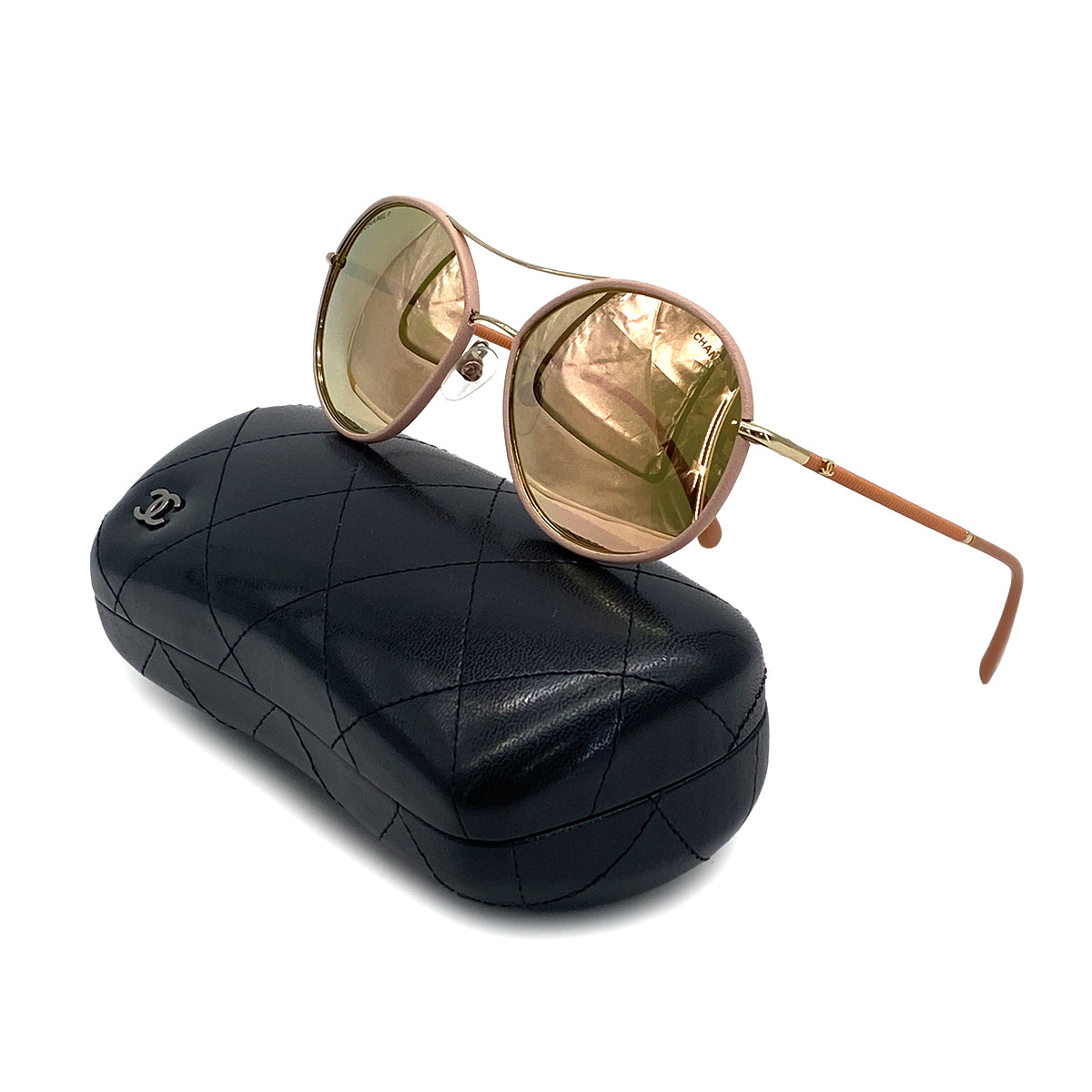 CHANEL SUNGLASSES COCOMARK TEARDROP PINK GOLD EYEWEAR 90322038