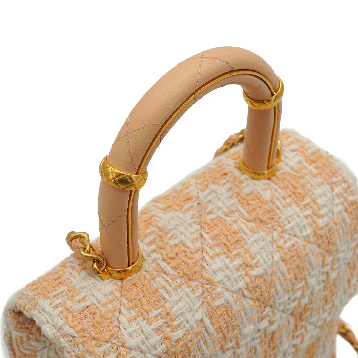CHANEL MATELASSE CHAIN HAND SHOULDER BAG BEIGE TWEED GOLD HARDWARE 90332581