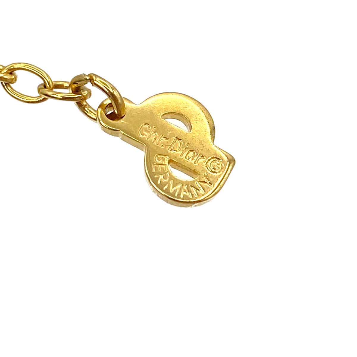 CHRISTIAN DIOR NECKLACE CD LOGO HEART RHINESTONE GOLD ACCESSORY 90322197