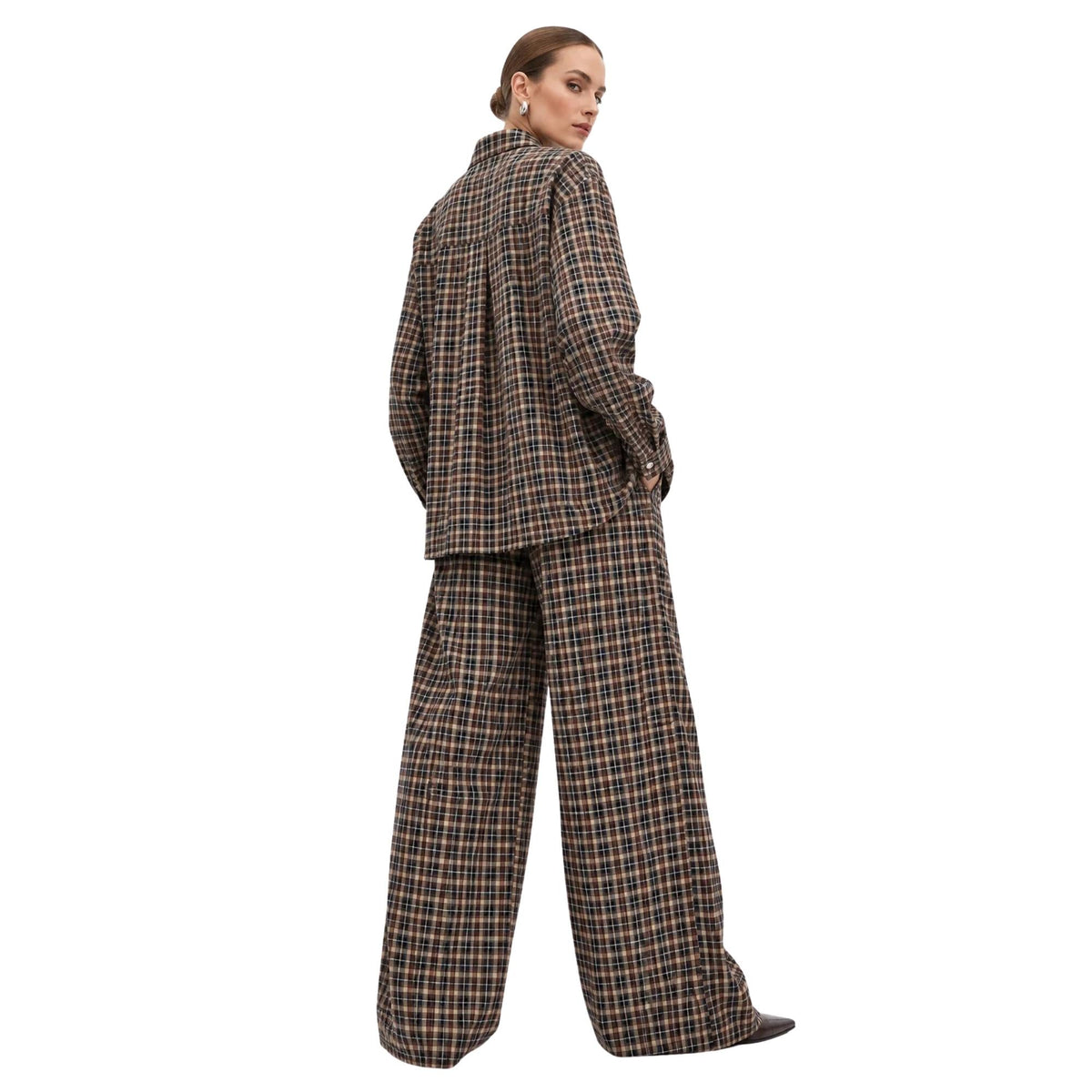 CONTRAST CHECK CO-ORD SET زوج (SHIRT & PANTS قميص وبنطلون) “JANE EYER"
