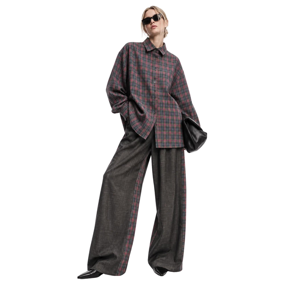 CONTRAST CHECK CO-ORD SET زوج (SHIRT & PANTS قميص وبنطلون) “JANE EYER"